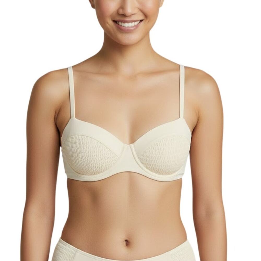 L*Space Marley Smocked Underwire Bikini Top Cream Size XL NWT